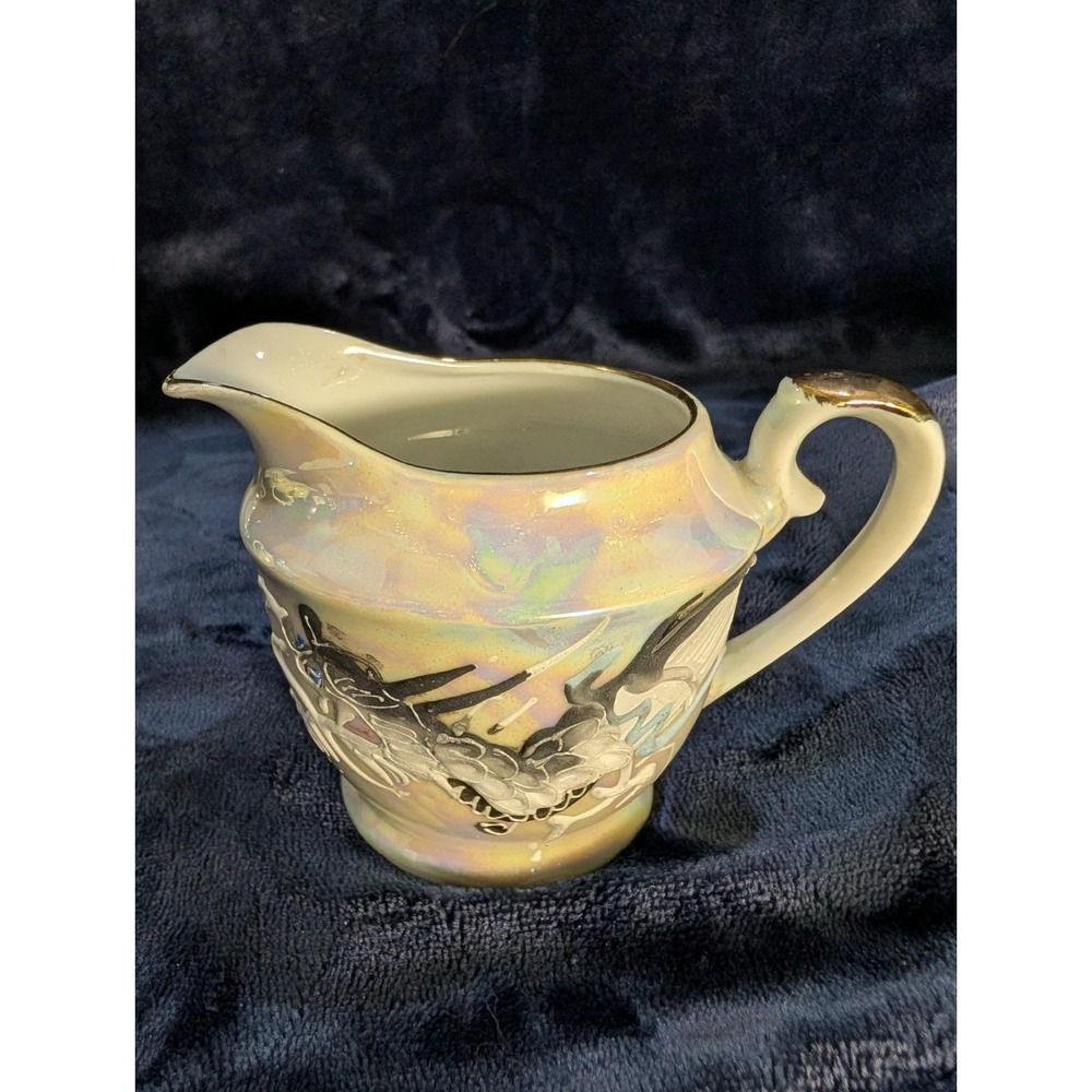 Japanese Iridescent 17pc Tea Set Dragonware Lusterware Moriage Geisha Lithophane - Picture 11 of 16